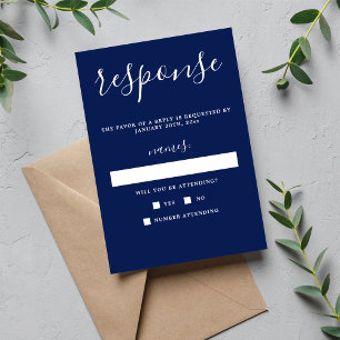 Wahre Einfachheit 1 Tinte Blau Minimalistische Hoc RSVP Karte
