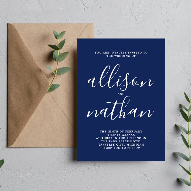 Wahre Einfachheit 1 Tinte Minimalistische Hochzeit Einladung (Von Creator hochgeladen)