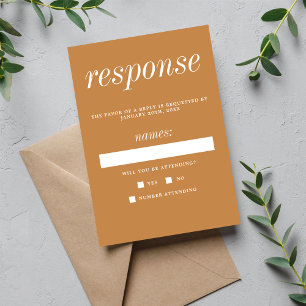 Wahre Einfachheit 2 Apricot Minimalistische Hochze RSVP Karte