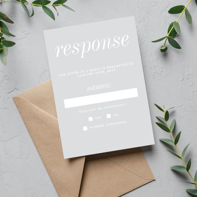 Wahre Einfachheit 2 Coole Minimalistische Hochzeit RSVP Karte (Von Creator hochgeladen)