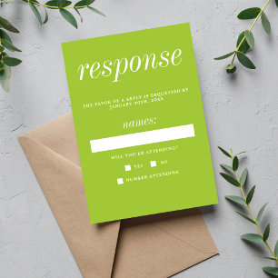 Wahre Einfachheit 2 Grüne Minimalistische Hochzeit RSVP Karte