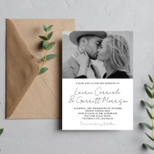 Wahre Einfachheit 3 Moderne Foto Hochzeit Einladun