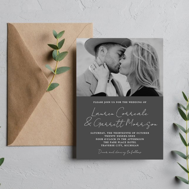 Wahre Einfachheit 3 Moderne Foto Hochzeit mit Kohl Einladung (Von Creator hochgeladen)