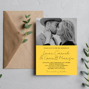 Wahre Einfachheit 3 Moderne Marigold Foto Hochzeit Einladung