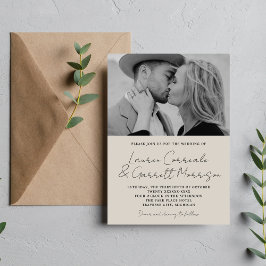 Wahre Einfachheit 3 Moderne Oyster Foto Hochzeit Einladung