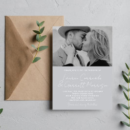Wahre Einfachheit 3 Moderne Sterling Foto Hochzeit Einladung