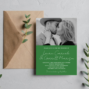 Wahre Einfachheit 3 Moderne Wiesen Foto Hochzeit Einladung