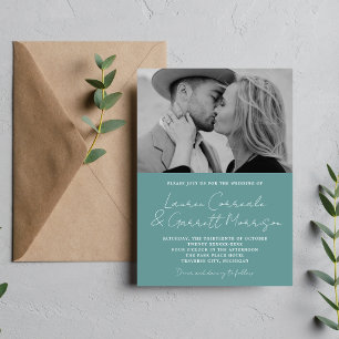 Wahre Einfachheit 3 Modernes Duck Ei Foto Hochzeit Einladung