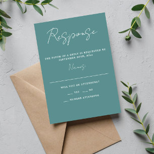 Wahre Einfachheit 3 Script Minimal Duck Ei Wedding RSVP Karte