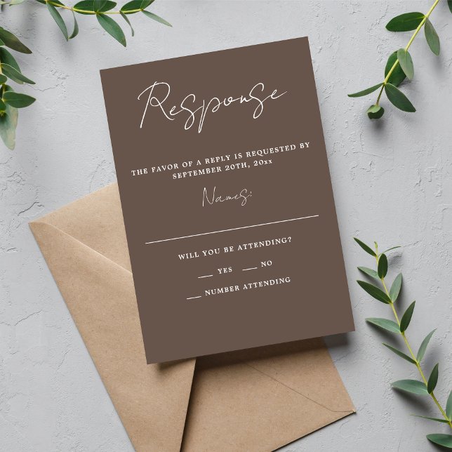 Wahre Einfachheit 3 Script Minimal Pilzhochzeit RSVP Karte (Von Creator hochgeladen)