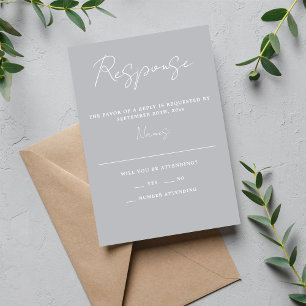 Wahre Einfachheit 3 Script Minimal Sterling Weddin RSVP Karte