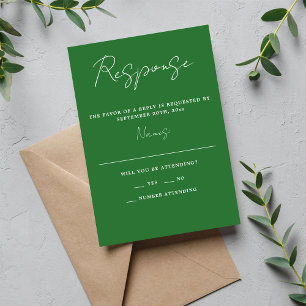 Wahre Einfachheit 3 Script Minimal Wiese Wedding RSVP Karte