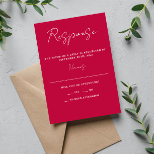 Wahre Einfachheit 3 Script Minimale Himbeerhochzei RSVP Karte
