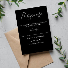 Wahre Einfachheit 3 Script Minimalistisch Black We RSVP Karte