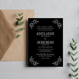 Wahre Einfachheit 6 Schwarze Hochzeit mit Flora Ei Einladung