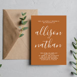 Wahre Einfachheit Terracotta Minimalistische Hochz Einladung<br><div class="desc">Diese einfache und wunderschöne Hochzeitseinladung ist perfekt für den Minimalisten in uns allen! Bitte kontaktieren Sie mich,  wenn Sie Hilfe bei der Anpassung des Textes dieser Hochzeitseinladung wünschen.</div>