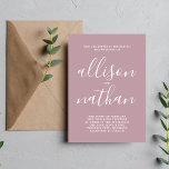 Wahre Einfachheit Vintag Mauve Minimalistische Hoc Einladung<br><div class="desc">Diese einfache und wunderschöne Hochzeitseinladung ist perfekt für den Minimalisten in uns allen! Bitte kontaktieren Sie mich,  wenn Sie Hilfe bei der Anpassung des Textes dieser Hochzeitseinladung wünschen.</div>