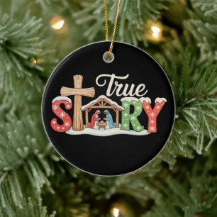Wahre Geschichte Geburt Christi Weihnachten Jesus Keramik Ornament