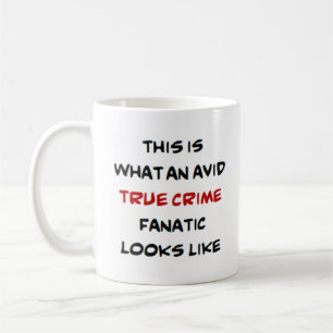 wahre Kriminalität Fanatiker, eifrig Kaffeetasse