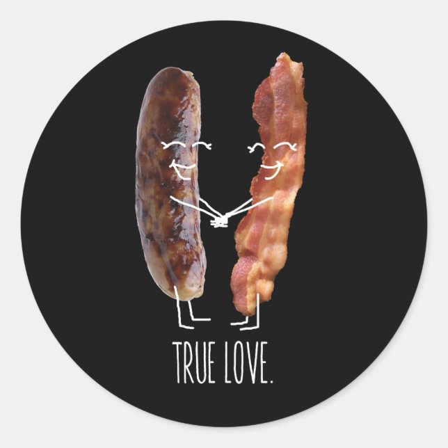 Wahre Liebe. Bacon und Wurst Runder Aufkleber (Vorderseite)