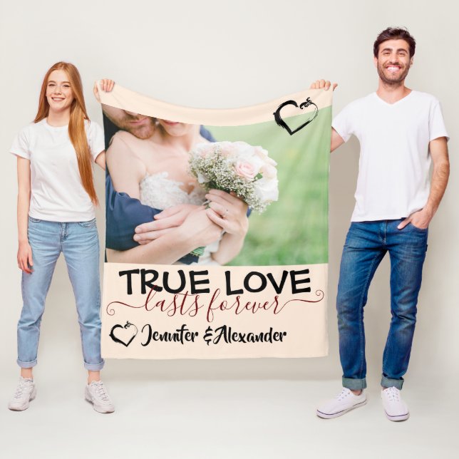 Wahre Liebe dauert für immer Niedliches Herz-Foto  Fleecedecke (Beispiel)