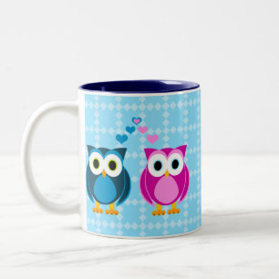 Wahre Liebe - Eulen-Cartoon Zweifarbige Tasse