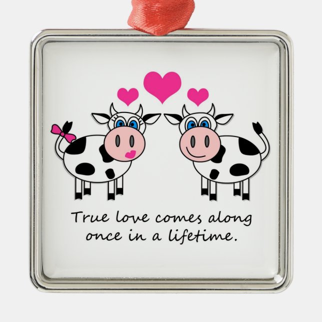Wahre Liebe-glückliche Kuh-Verzierung Ornament Aus Metall (Vorne)