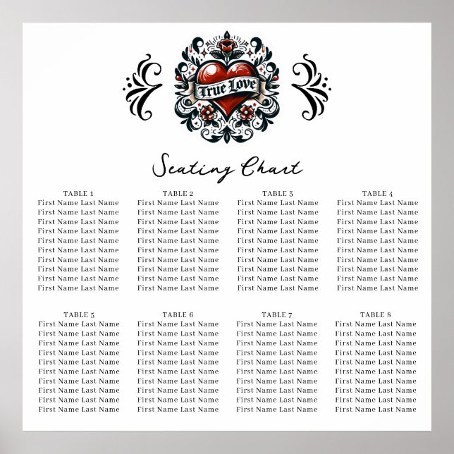 Wahre Liebe Herz Tattoo Aufkleber Hochzeit Poster (Vorne)