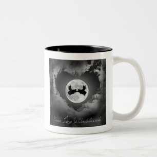 Wahre Liebe ist unglaublich fliegende Schweine küs Zweifarbige Tasse