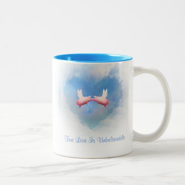 Wahre Liebe ist unglaublich Zweifarbige Tasse (Rechts)