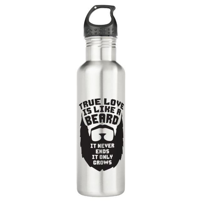 Wahre Liebe ist wie ein Bart - Funny Novelty Edelstahlflasche (Vorderseite)
