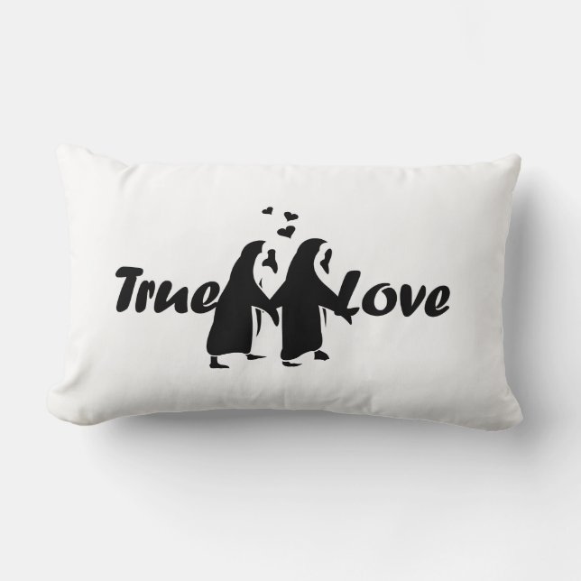 Wahre Liebe (Pinguin) Lendenkissen (Vorderseite)
