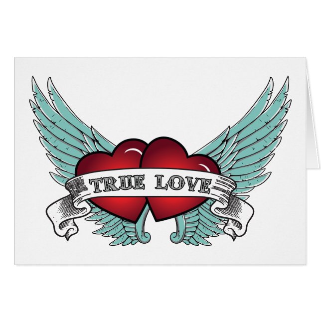 Wahre Liebe-Rockabilly Winged Herz (Vorderseite (Horizontal))