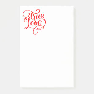 Wahre Liebe Rot & Weiße Typografie Hochzeit Braut Post-it Klebezettel