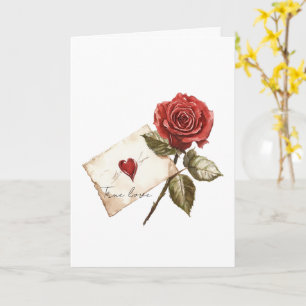 Wahre Liebe Rote Rose Brief Herz Karte