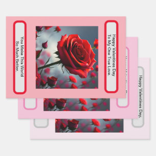 Wahre Liebe Rote Rose, Valentinstag Geschenkpapier Set