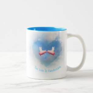 Wahre Liebe sind unglaublich fliegende Schweine in Zweifarbige Tasse