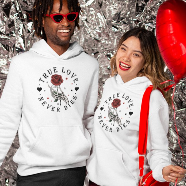 Wahre Liebe stirbt nie Valentine Skelett Hoodie (Von Creator hochgeladen)