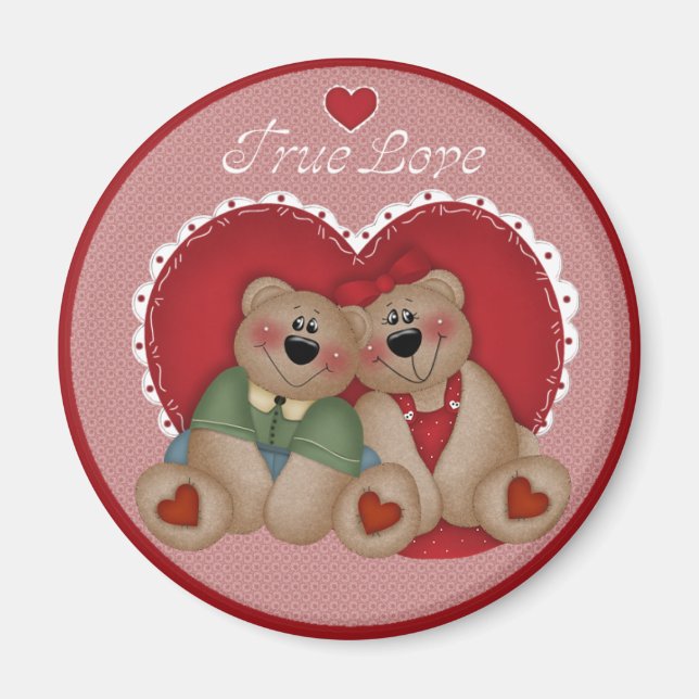 Wahre Liebe Teddy Bears Valentinstag Magnet (Vorne)