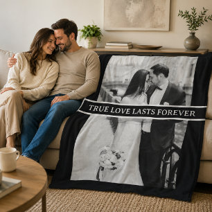 Wahre Liebe Währt Für Immer Schwarz Weiße Hochzeit Fleecedecke