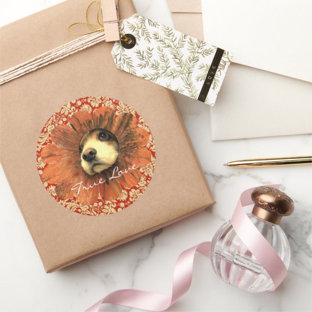 Wahre Love Sticker Welpe pinkeln aus einer Blume (Schenken)