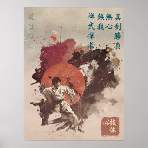 Wahre Stärke Zen Karate Sumi-e Wand Poster
