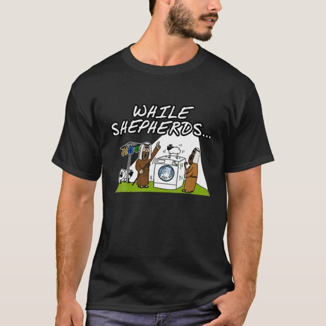 Während Hirten Weihnachten Weihnachtskrippe wasche T-Shirt (Vorderseite)