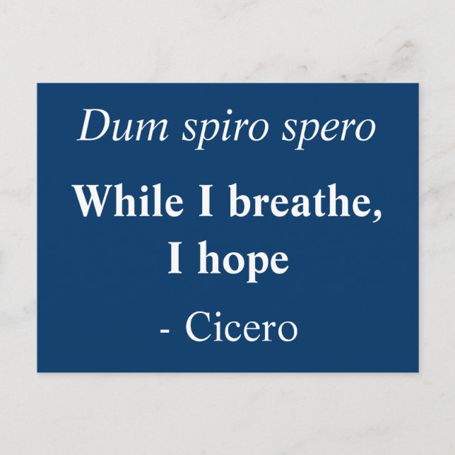 Während ich atme hoffe ich - Cicero Zitat Postkarte (Vorderseite)
