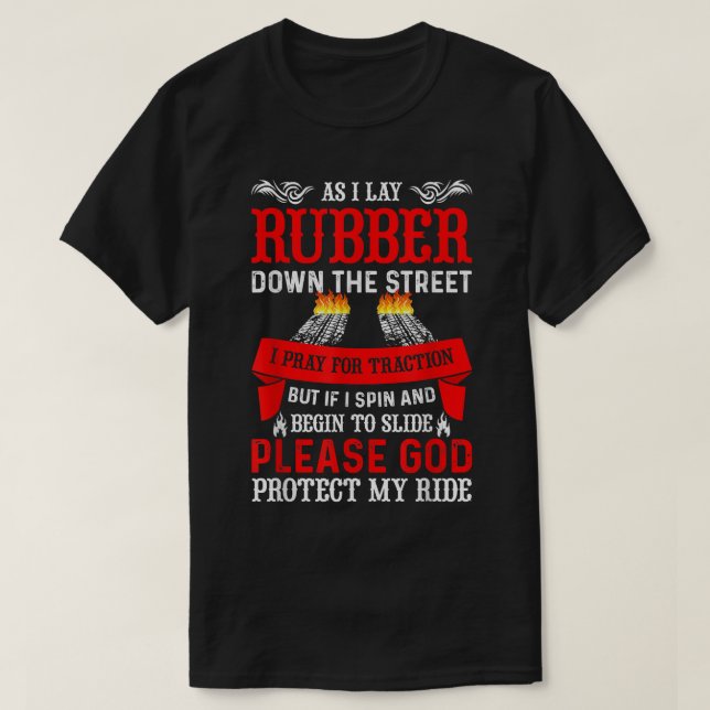 Während ich Gummi über die Straße radelte T-Shirt (Design vorne)
