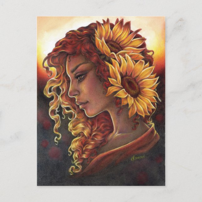 Während Sonnenblumen blühen Postkarte (Vorderseite)