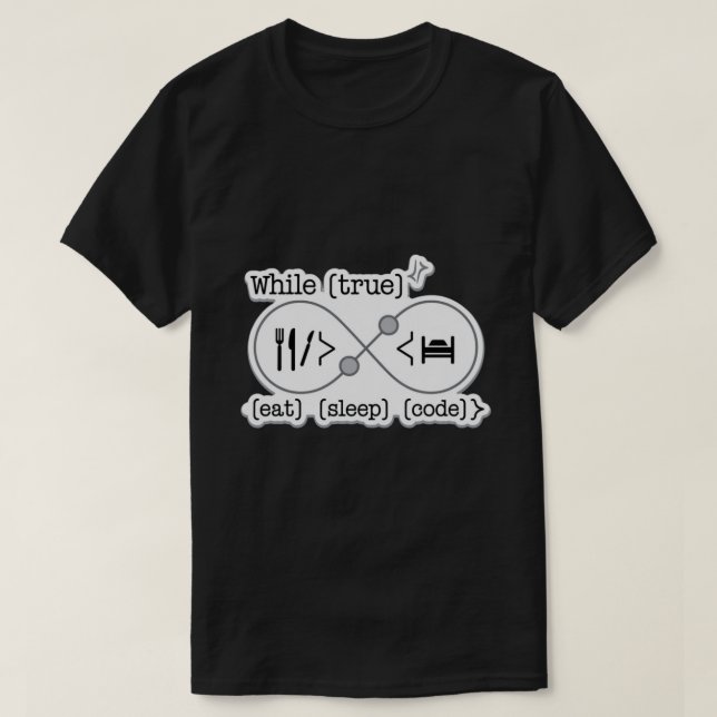 Während True Sleep-Code-Programmierer essen T-Shirt (Design vorne)
