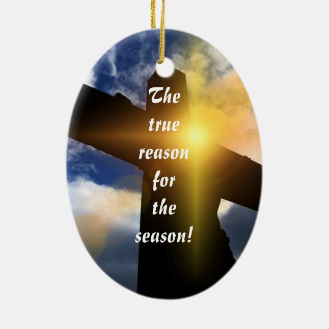 Wahrer Grund für die Weihnachtsfeier Keramik Ornament (Hinten)