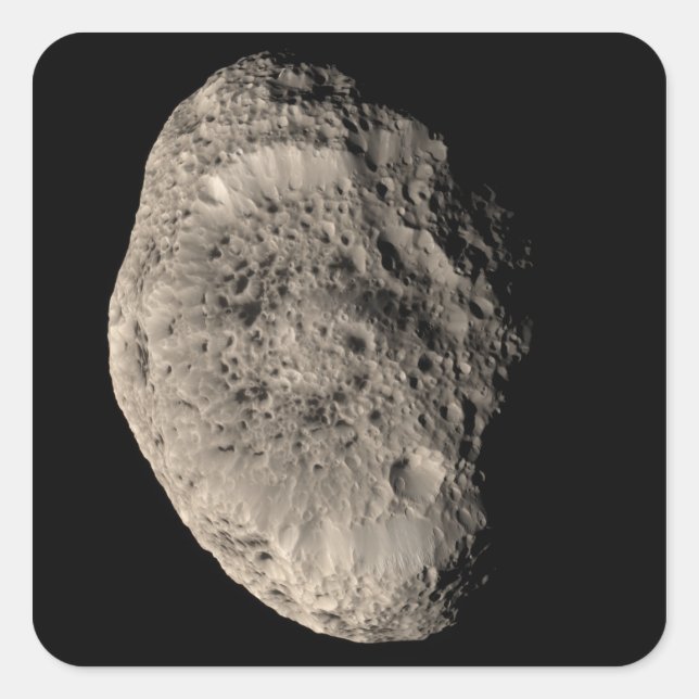 Wahres Farbmosaik des Saturnmonds Hyperion Quadratischer Aufkleber (Vorderseite)