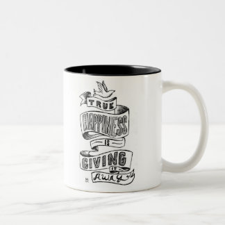"Wahres Glück gibt es weg " Zweifarbige Tasse